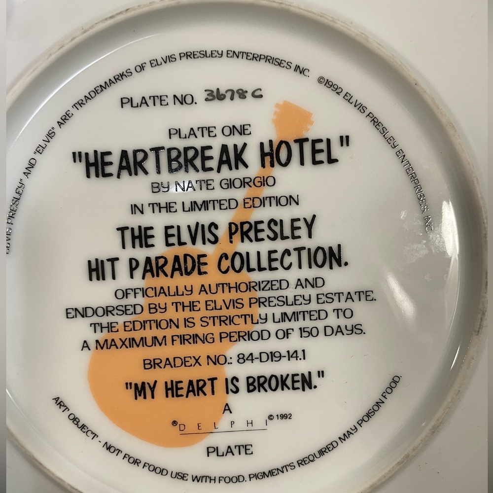 Bradford Exchange Elvis Presley Heartbreak Hotel Collectible Plate - Picture 4 of 5